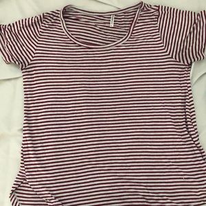 Red & Gray striped shirt sleeve shirt